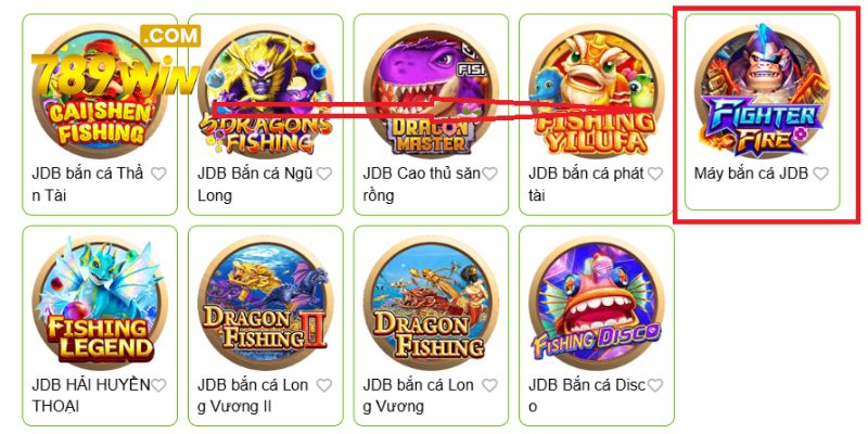 Lựa chọn vào trò chơi Máy Bắn Cá trên giao diện