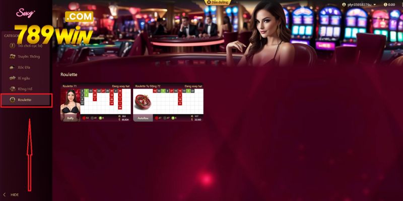 Chọn vào trò chơi Roulette để cá cược