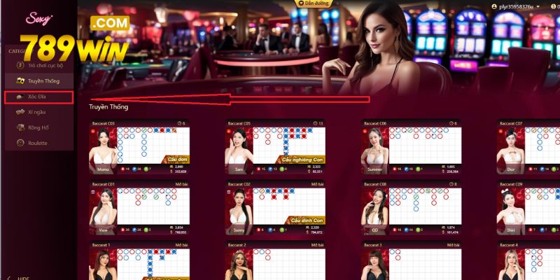 Người chơi lựa chọn bàn xóc đĩa tại sảnh Sexy